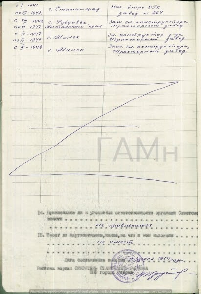 Учетная карточка Дикалова Е.Т. (продолжение)